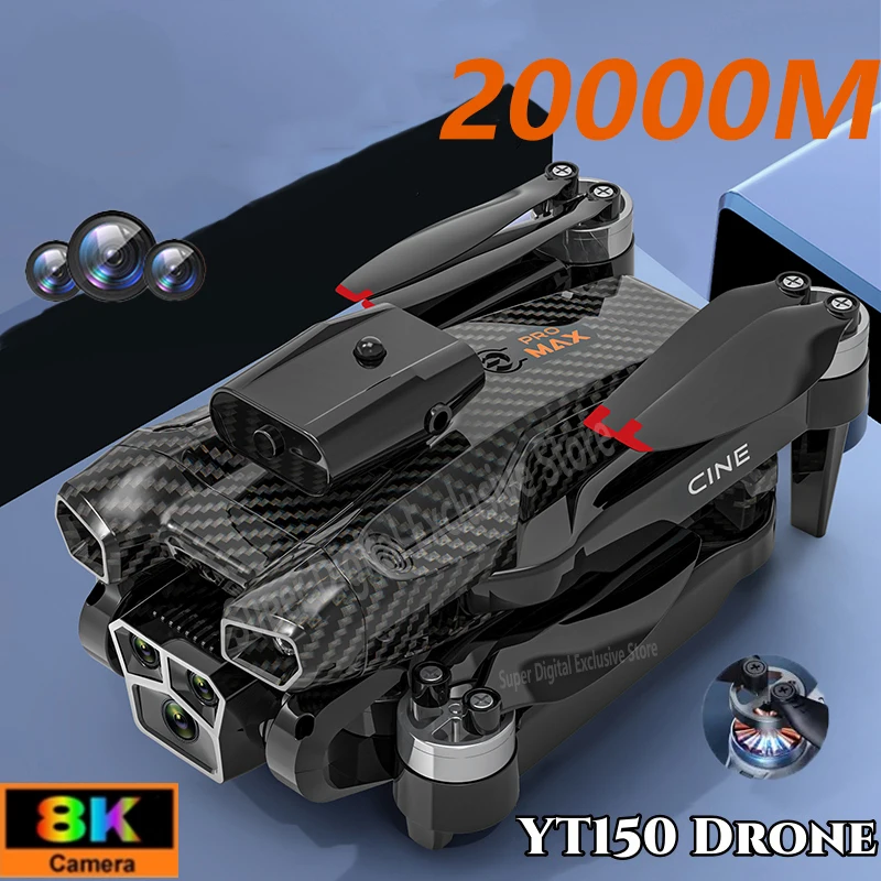 2026 New YT150 Drone 8K HD Three Cameras5G WiFi FPV Brushless Motors Optical Flow Obstacle Avoidance Four-Axis RC Drone 20000M