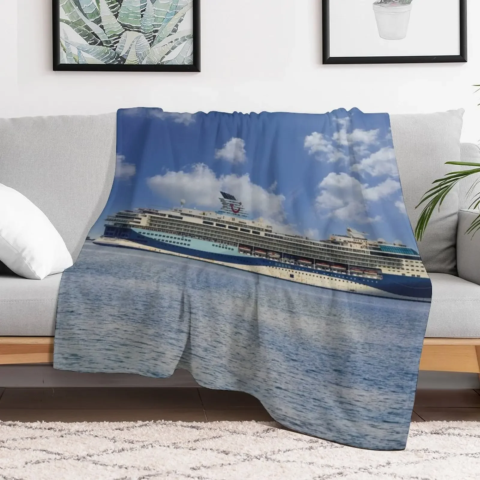 Marella Explorer Anchored At Thatcher Rock Throw Blanket Retros Travel Blankets