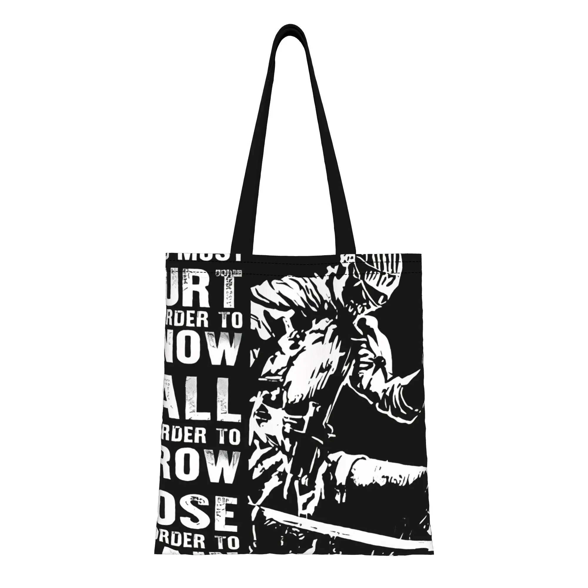 DDark Souls Lessons Are Learned Through Pain Canvas Woman Tote Bag for Shopping Travel Outdoor Heavy Duty Shoulder Handbag