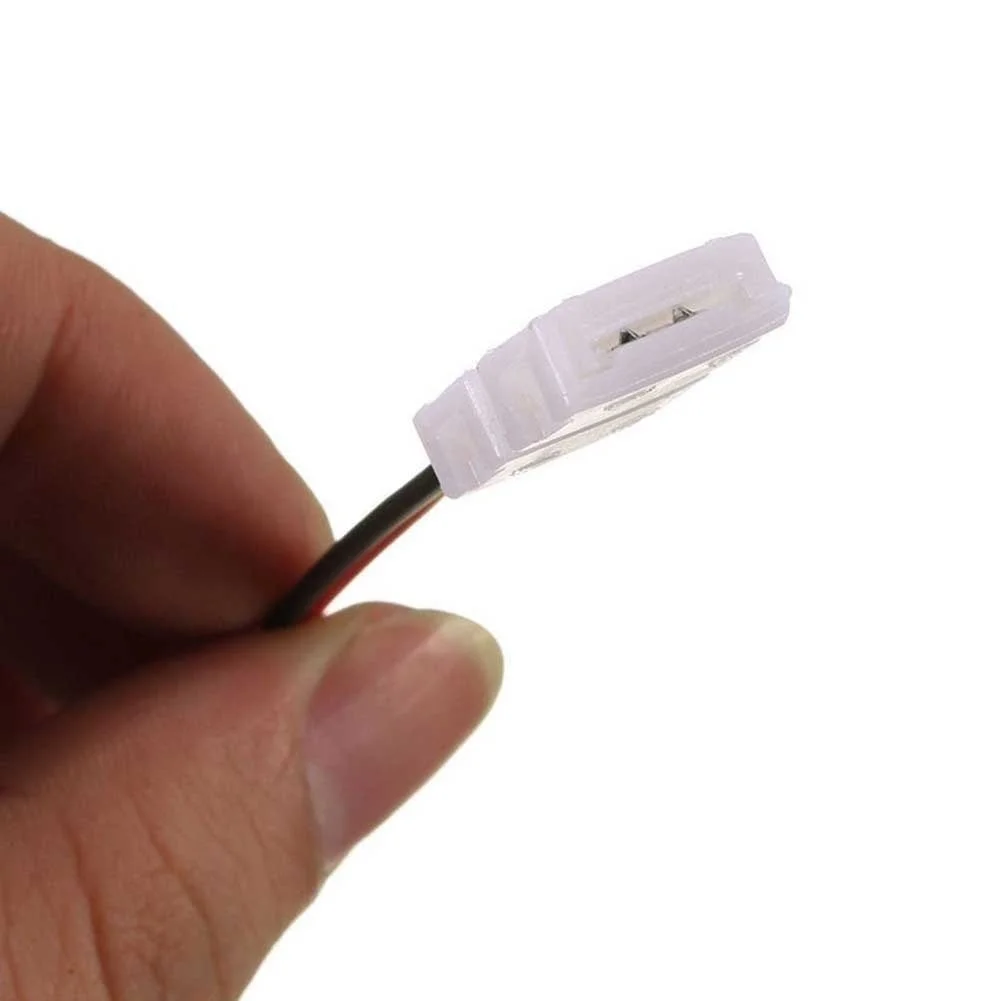 10Pcs 2-pin LED Strip Connector LED3528/5050 Solder Free Single Head Headlight Strip Connector Adapter 8/10mm Single Head Cable