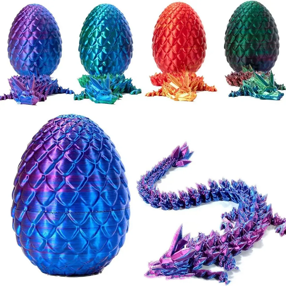 

Настольное украшение для детской игрушки, 25 см, яйцо дракона с 3D-печатью и драконом, полностью шарнирная модель дракона, подвижная вращающаяся шарнирная модель
