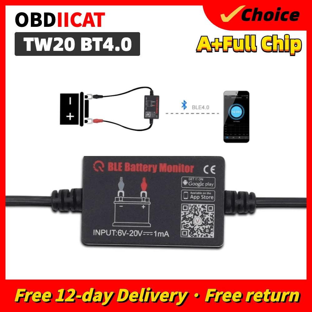 Цифровой анализатор Bluetooth 4.0 для зарядки и мониторинга аккумуляторов Непроводной тестер автомобильных аккумуляторов от O...