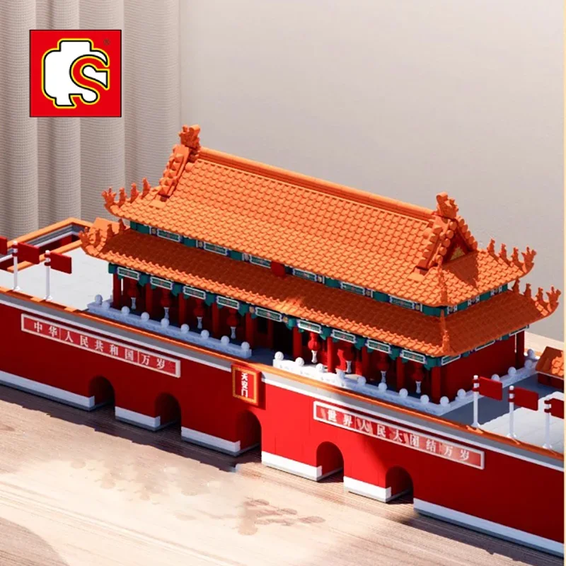 SEMBO Tiananmen Square in Beijing Chinese-style Architecture High Reduction Handmade Puzzle Building Blocks Kids Graduation Gift