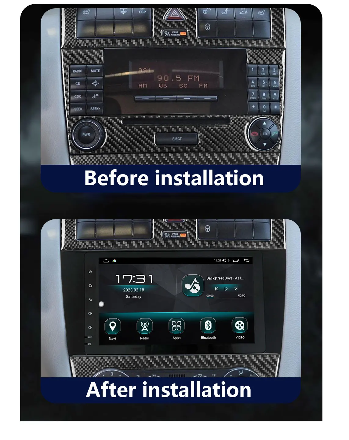 وحدة رأس السيارة 2Din لسيارة Mercedes Benz C-Class W203 W209 CLK C180 C209 الوسائط المتعددة تحديث التبادل التلقائي نظام ذكي #2