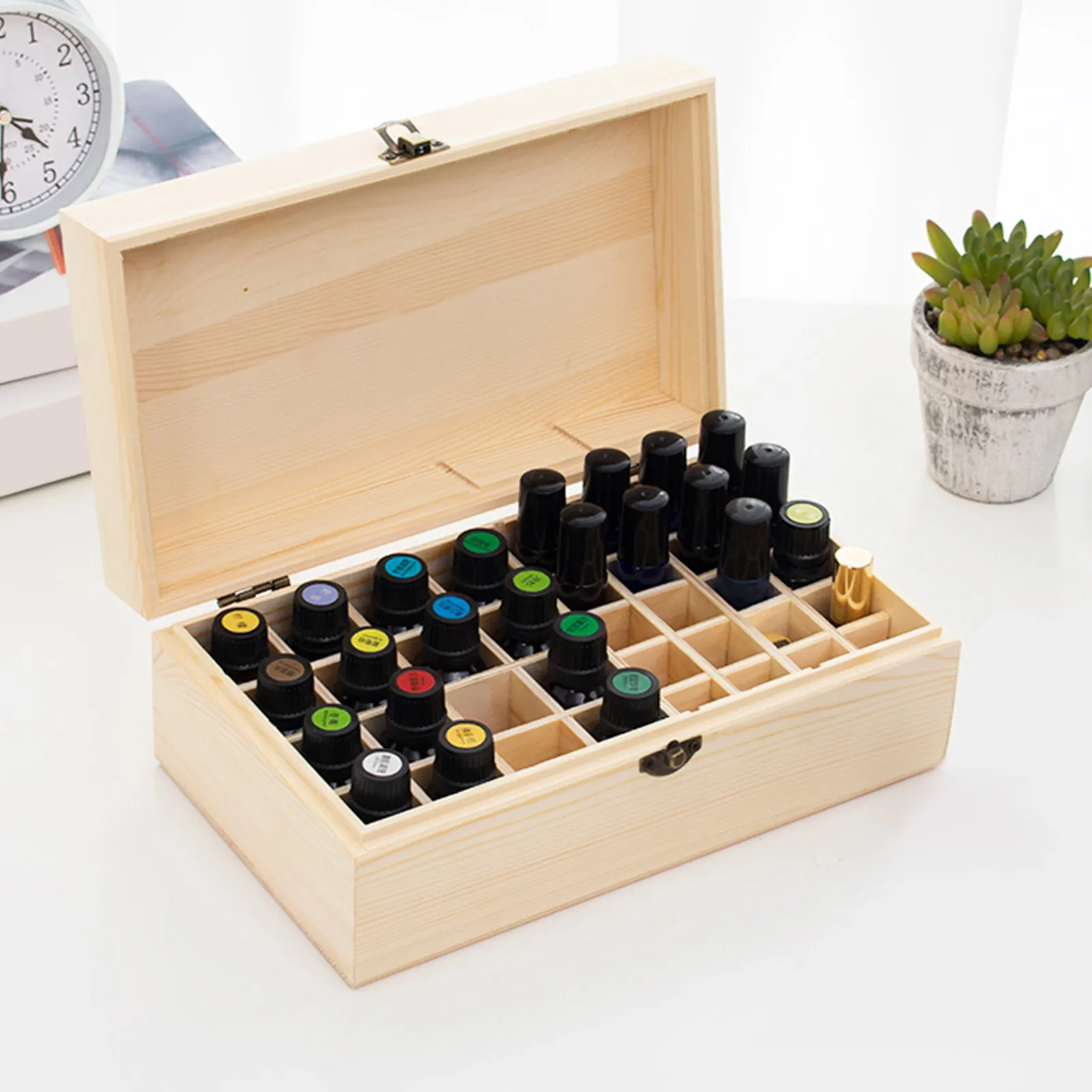 

Wooden Essential Oil Box Storage Organizer Holder Rack for Aromatherapy Bottles Travel Home Use Large Capacity 36-Grid
