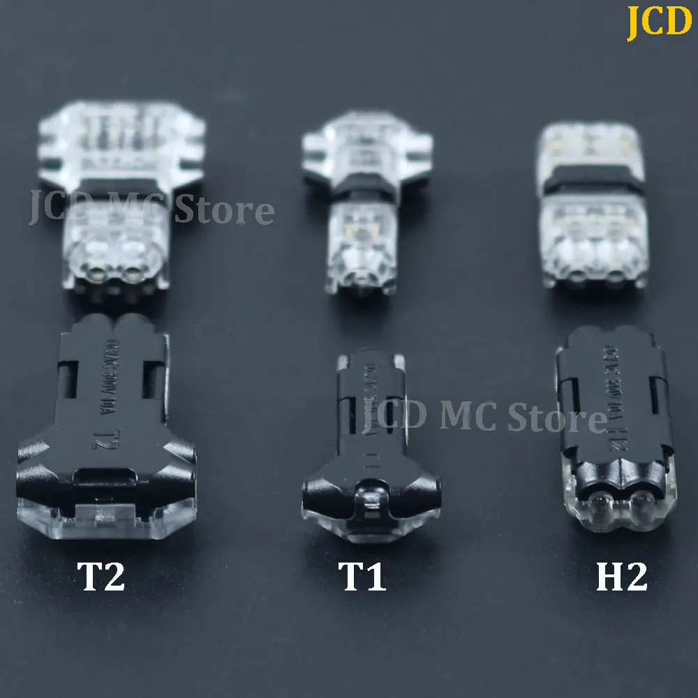 

Wire Cable Snap In T2 T1 H2 D2 Connector No-solder No-peel Quick Terminal Connections Joiners Auto Plug Electrical Accessories