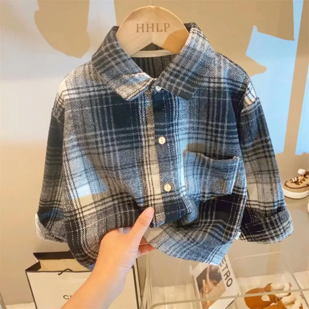 2025 New Autumn Retro Children's Shirt Korean Edition Men's and Women's Polo Shirt Western Style Children's Wear One Piece Hair