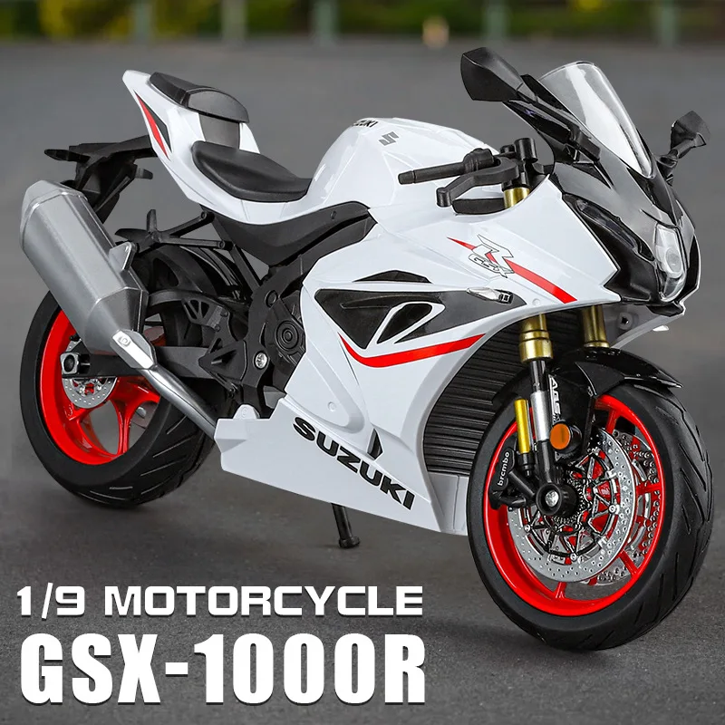 

1:9 Suzuki GSX-1000R модель мотоцикла из сплава амортизаторы со звуком и фотоколлекцией игрушечный автомобиль Детский подарок