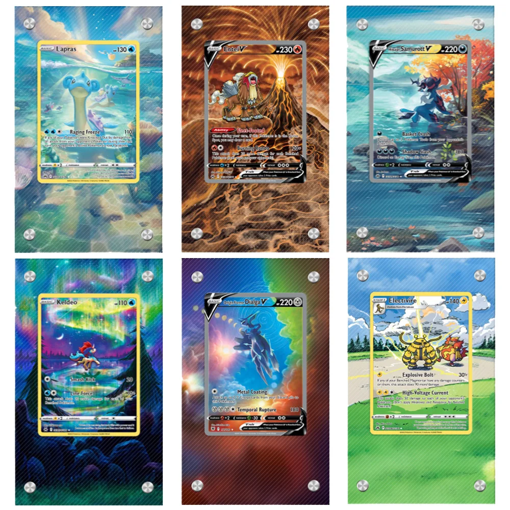 بطاقات البوكيمون الطوب PTCG Electivire Dialga Entei Lapras Keldeo Raikou أنيمي لعبة توسيع الفن هدية الاكريليك واقية لتقوم بها بنفسك لعبة