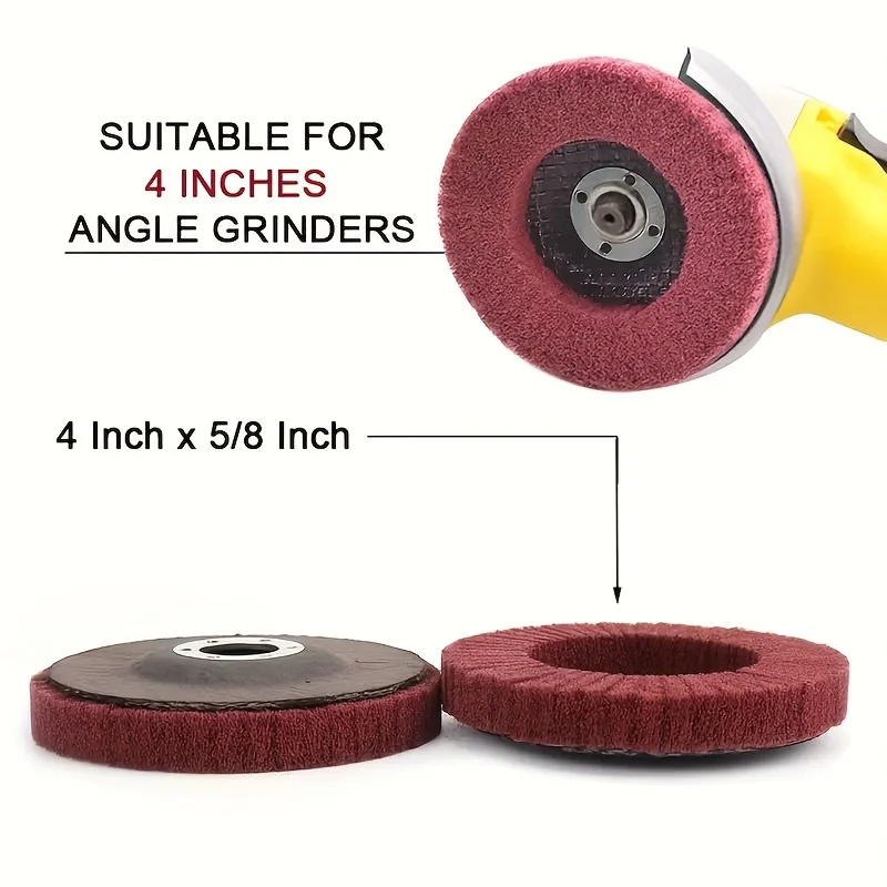 2Pcs 4 Inch Nylon Fiber Sanding Disc 180/320 Grit Heavy Duty Metal Rust Removal Grinding Pad For Grinder Polisher