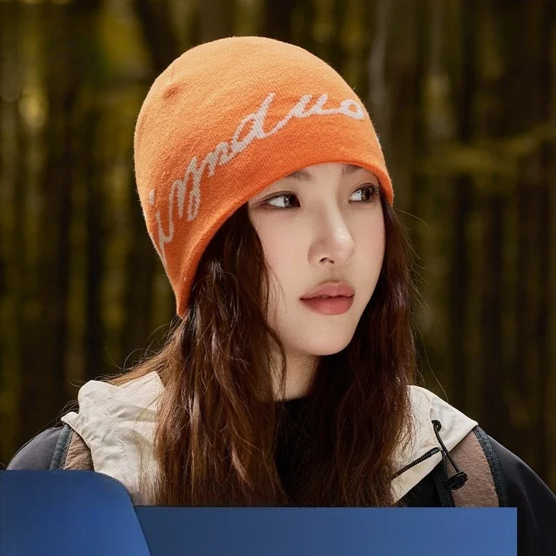 Double-layer Thickened High-elastic Color Matching Jacquard Letter Pullover Knitted Hat Winter New Outdoor Thermal Hat