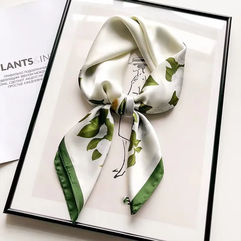 

Flower Silk Square Scarf Women Satin Shawl Wrap Hijab Female Hair Band Wrist Luxury Headkerchief 70*70cm Echarpe 2025 Bandana