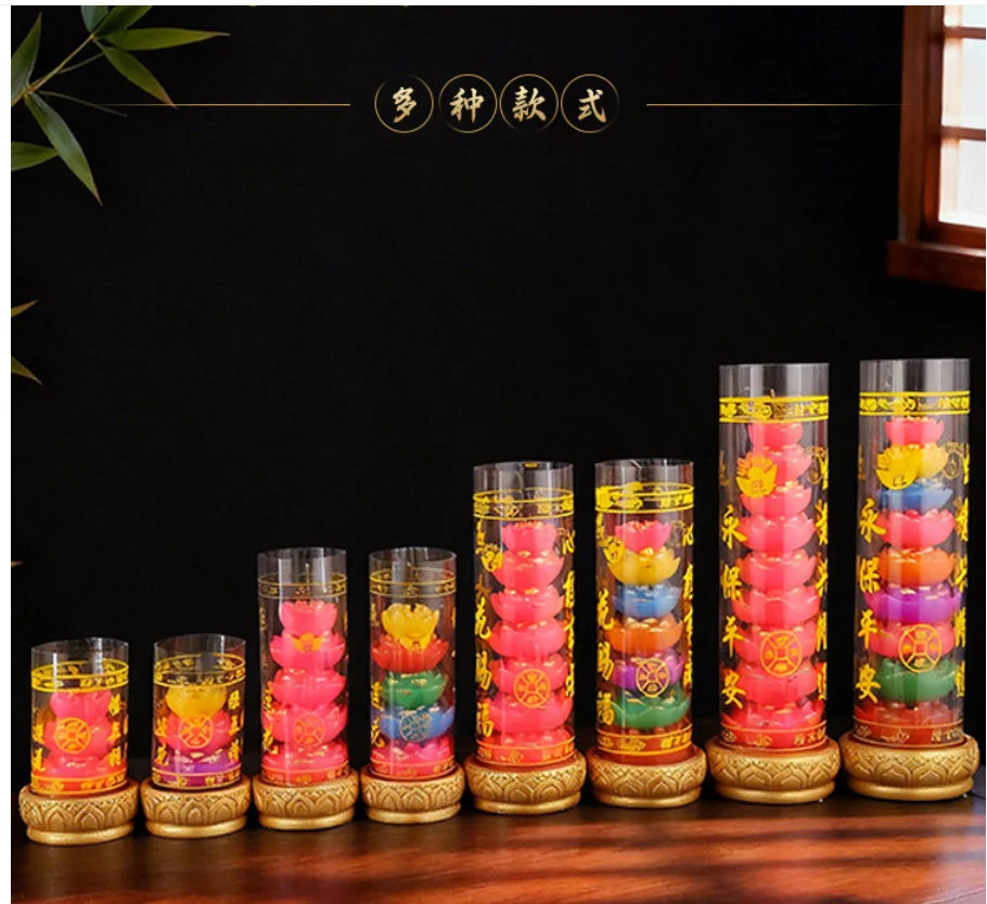 

317262 Lotus candle lights, multi-layer lotus lamps, 3-layer, 5-layer, 7-layer, 9-layer, colorful and pink lotus towers, house
