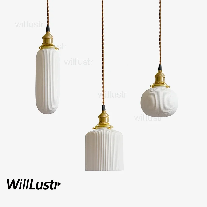 White Pleated Ceramic Pendant Lamp Origami Porcelain Ceiling Chandelier Hotel Home Dining Room Handmade Suspension Hanging Light