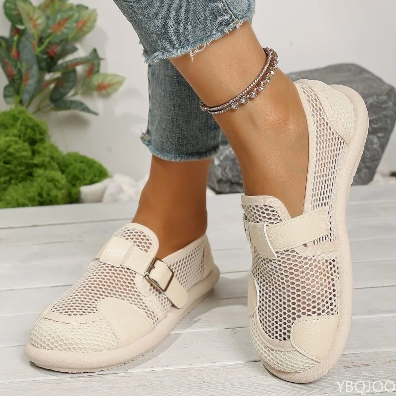 Spring New Breathable Women's Single Shoes Casual Comfortable Flats Lightweight Breathable Thick soled Anti slip Sports Shoes