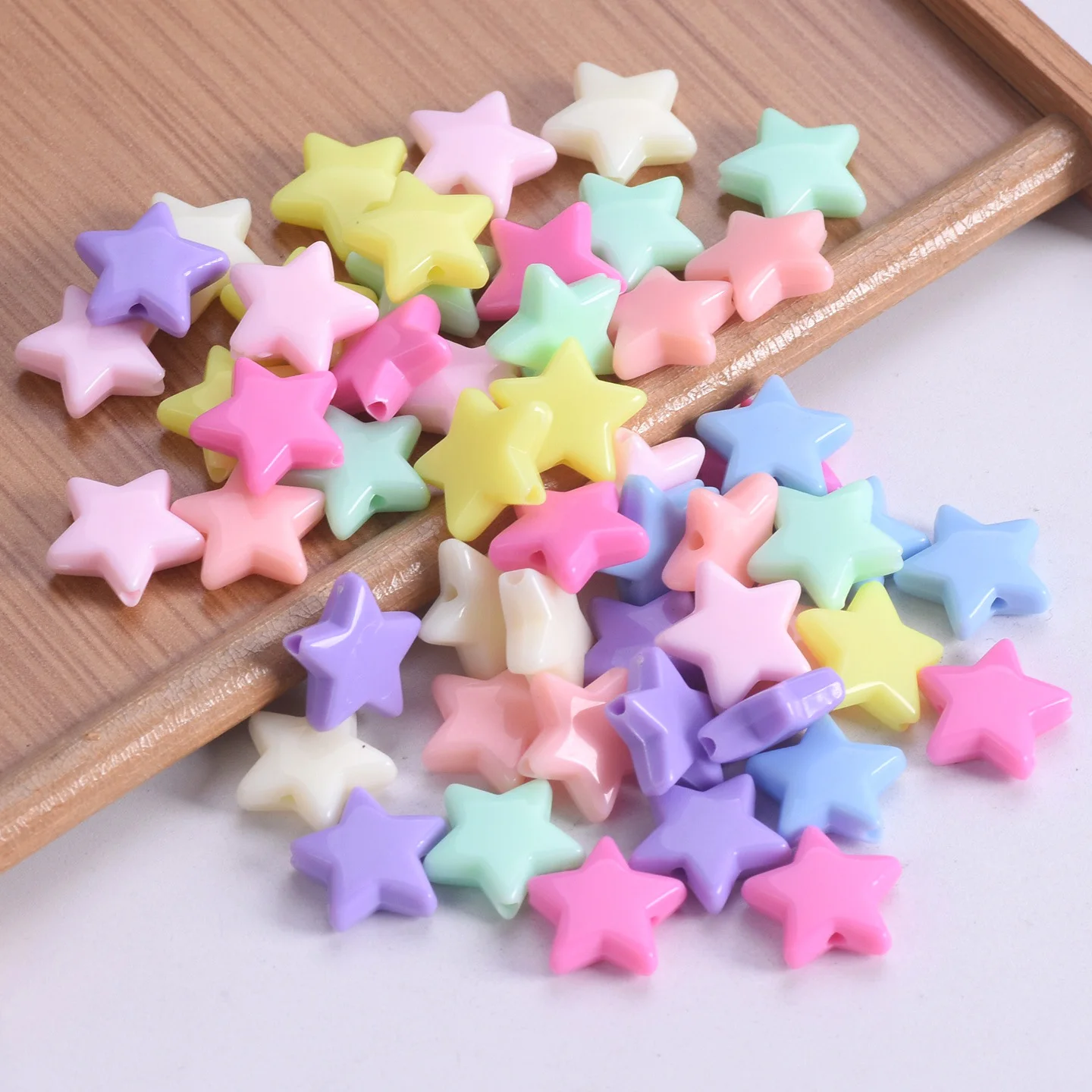 

Star Shape 50pcs 14mm Light Colors Acrylic Plastic Loose Beads Lot For Jewelry Making DIY Crafts Findings