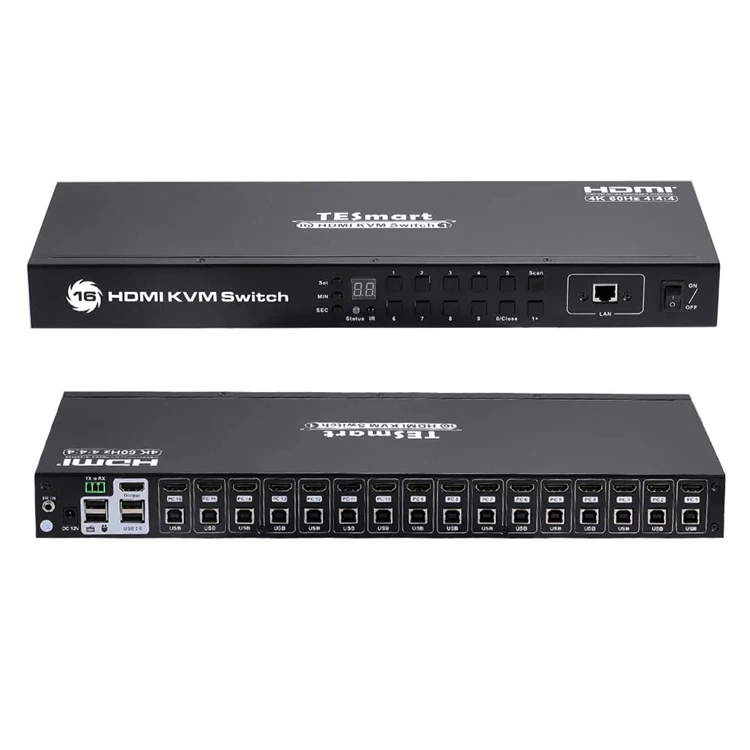 KVM HDMI-переключатель 16X1 USB 2.0 Концентратор для монтажа в стойку Клавиатура сканирования HotKeys RS232 EDID 4K60 Гц Видеопереключатель KVM HDMI-переключатель 16X1 USB 2.0 Концентратор для монтажа в стойку Клавиатура сканирования HotKeys RS232 EDID 4K60 Гц Видеопереключатель