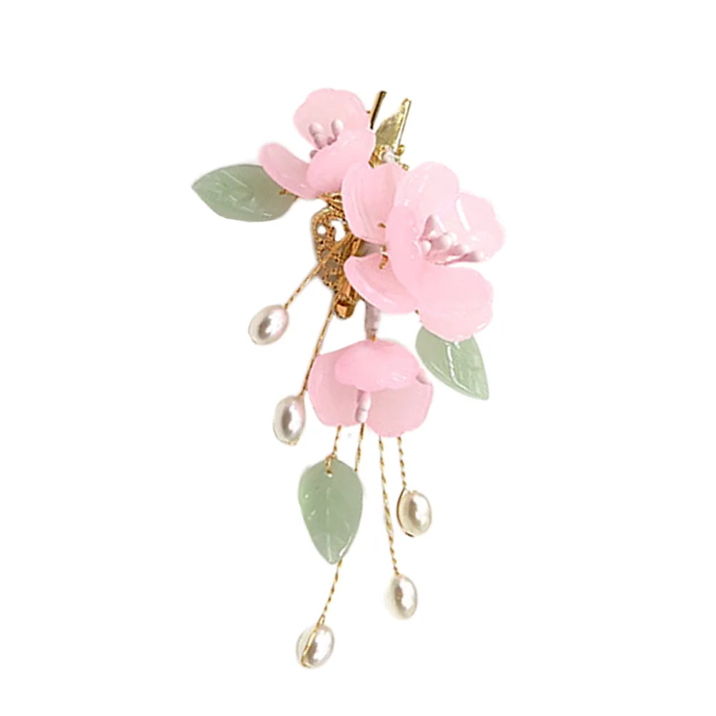

1Pcs Vintage Hair Clip Imitated Jade Flower Pearl Inlaid Elegant Barrette Perfect Wedding Banquet Engagement Hair Accessories