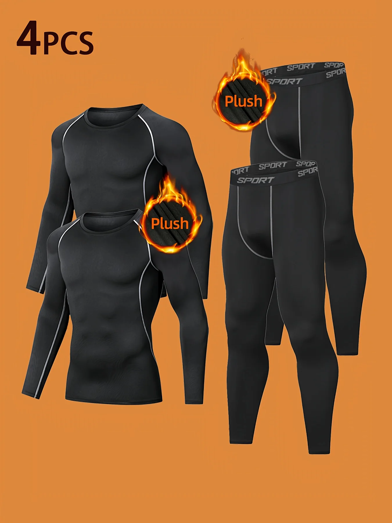 Autumn and winter men's warm suits, elastic training sportswear, high elasticity and freedom, breathable and quick-drying