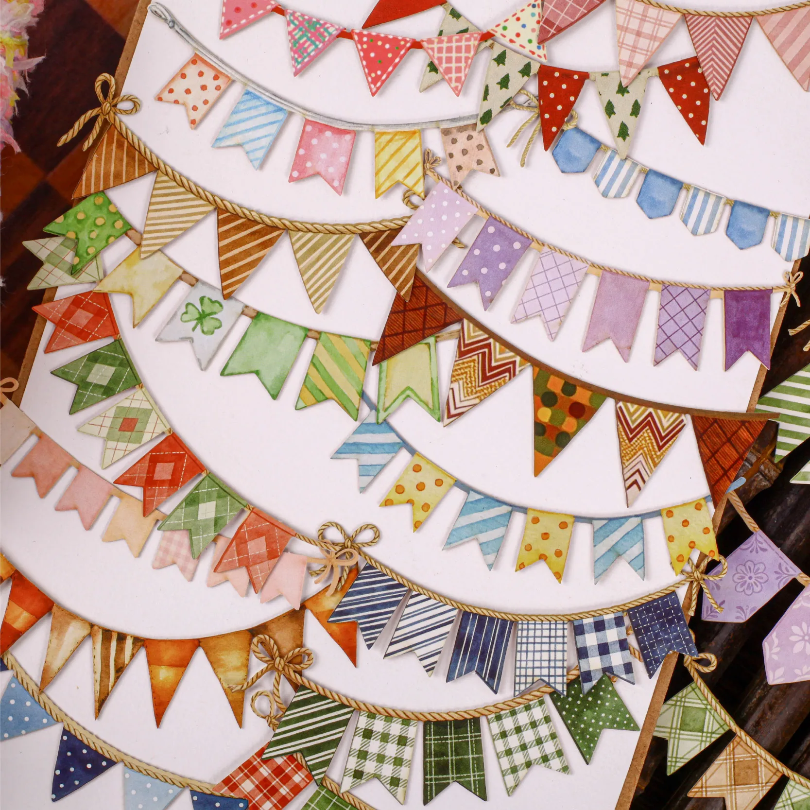 16pcs Colorful Flag Series Festival Celebration Theme Kawaii Ins Adhesive Decorative Stickers DIY Handmade Scrapbook Supplies