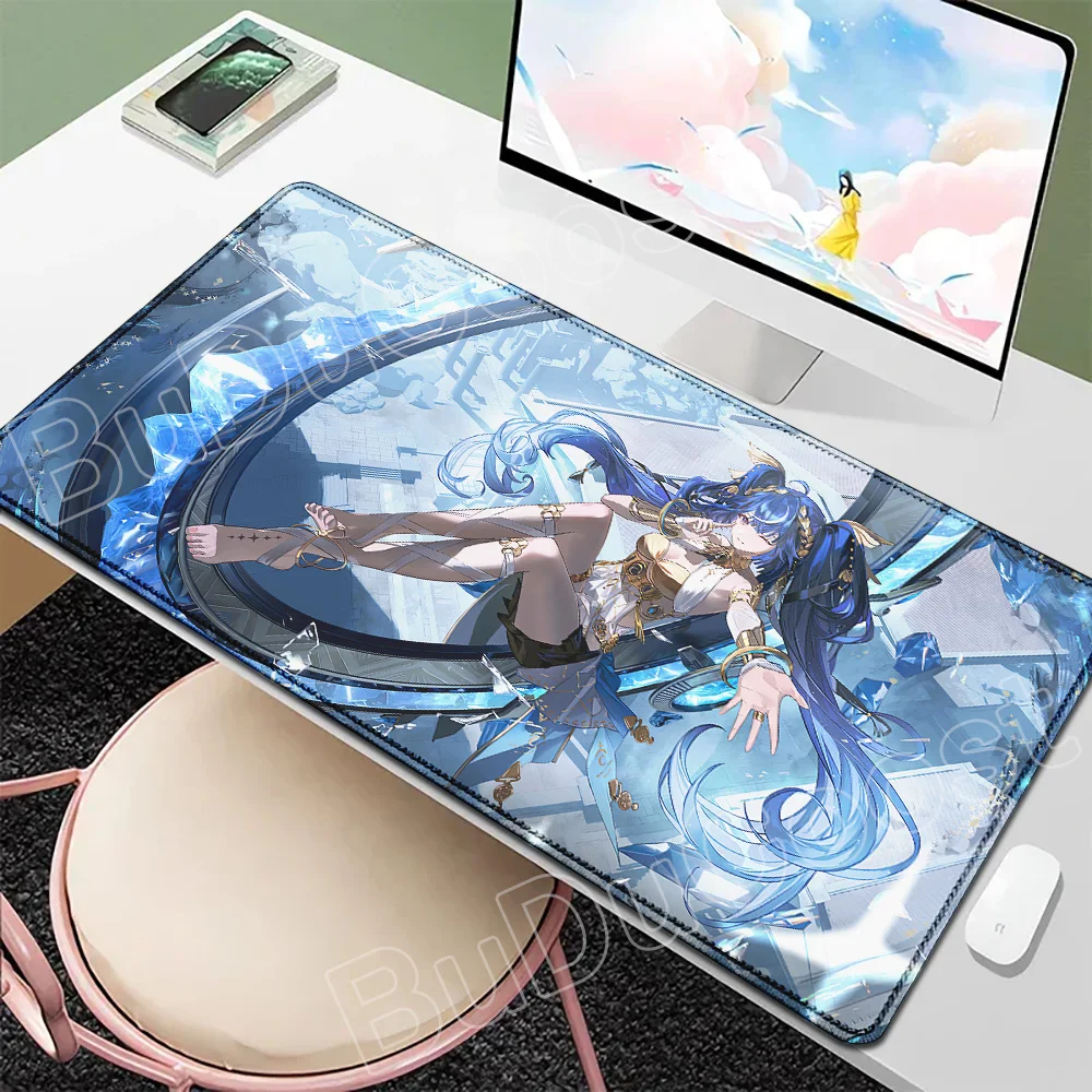 Beautiful Kawaii Luno Wuthering Waves Mouse Pad Gamer Mousepad Accessories Keyboard Mat Gaming Laptop Anime Pretty Girl Desk Mat