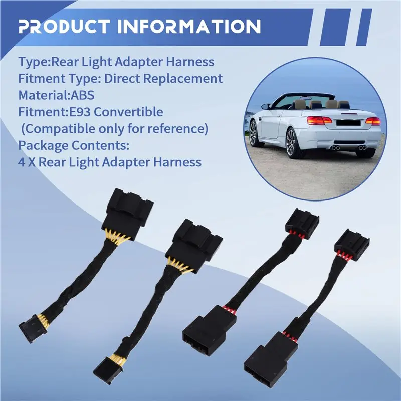 For BMW E93 Convertible LED LCI Retrofit Adapter Harness Kit For Rear Light Cluster Retractable-A67F