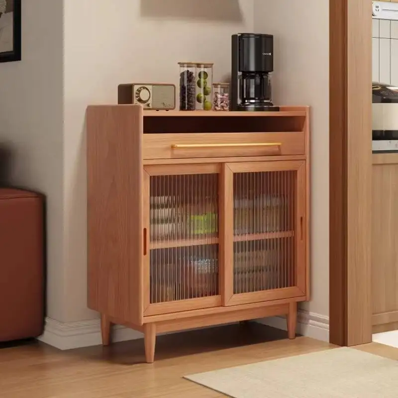 Brown Kitchen Cabinets Organizer Shelf Quality Simple Wooden Storage Cabinets Modern Design Meuble Rangement Furniture Home