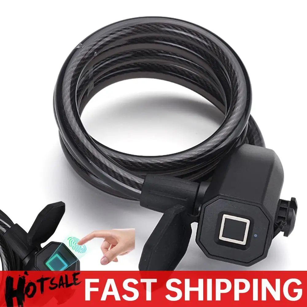 

MTB Road Bike Lock USB Charging Anti-Theft Cycling Lock 1200mm Long Biometric Fingerprint Lock for Electric Bike Scooter