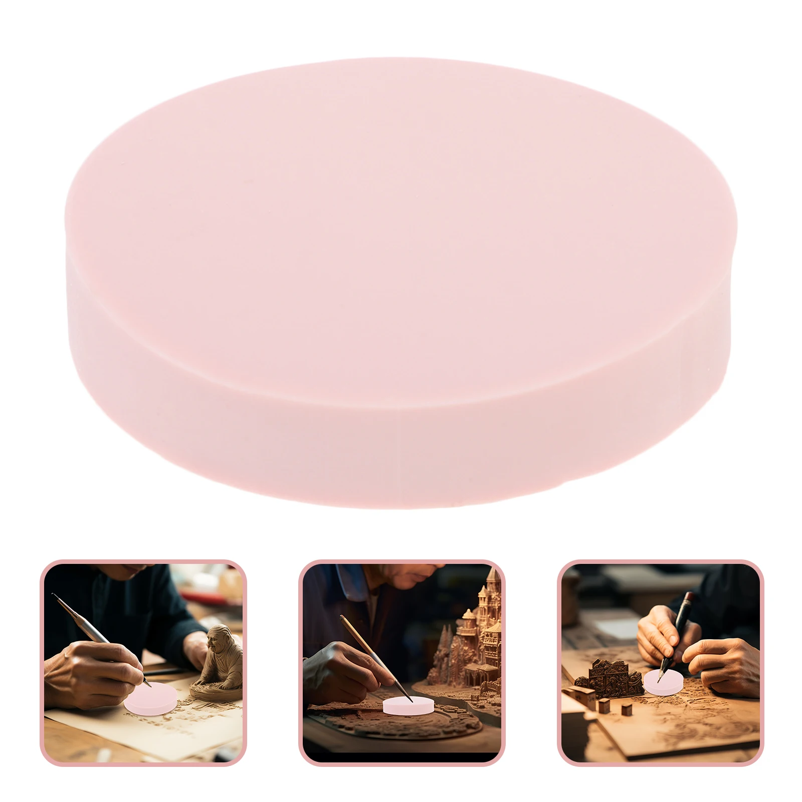 

24 Pcs Carved Rubber Brick Diy Bricks Stamp Blocks Supplies Round for Making Pink Hand