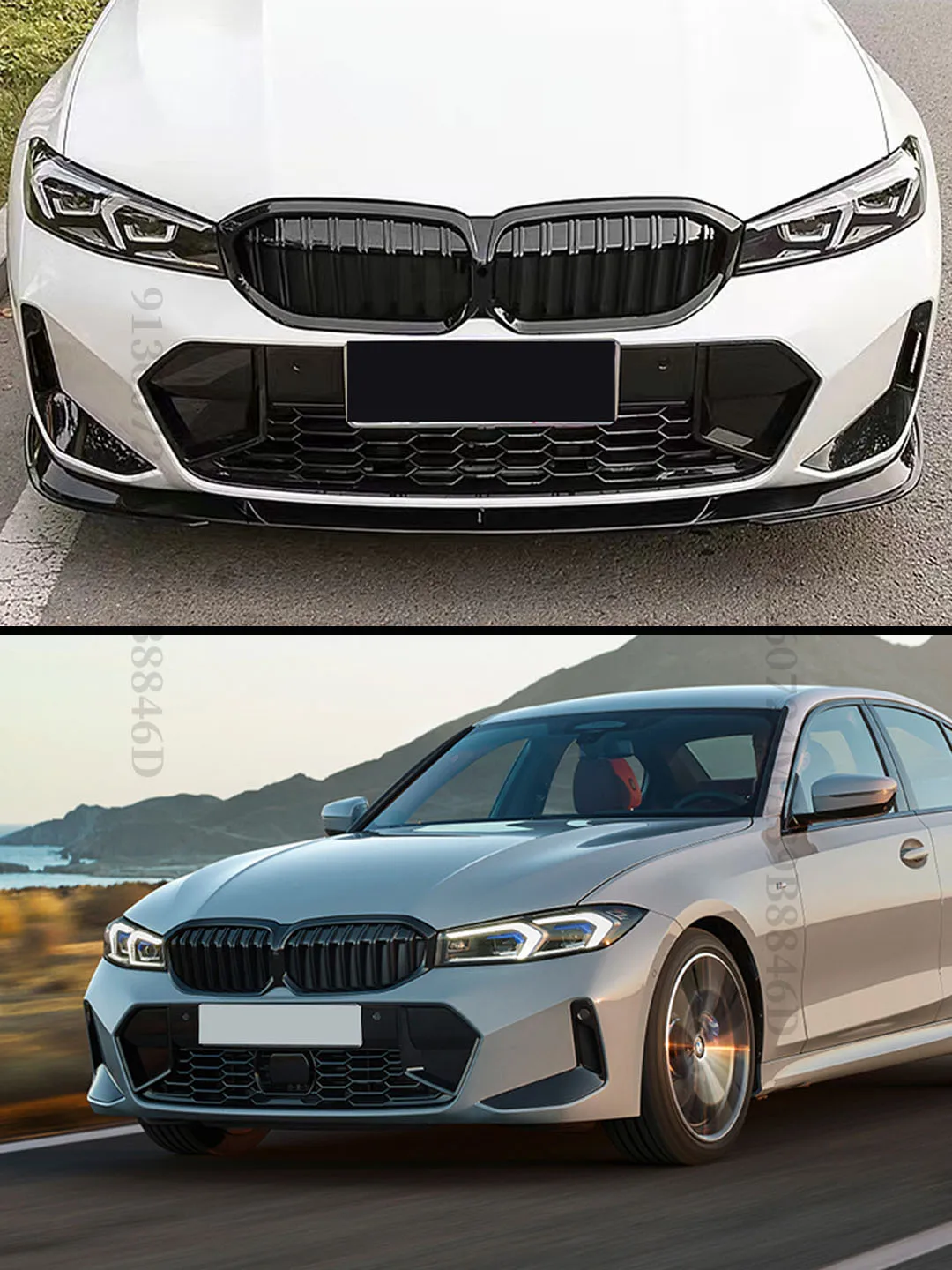 Front Kidney Double Slat Diamond Grille Grill Center Grid Mesh Tuning Part For BMW 3 Series G20 G21 LCI 2023 330i 320d M340i