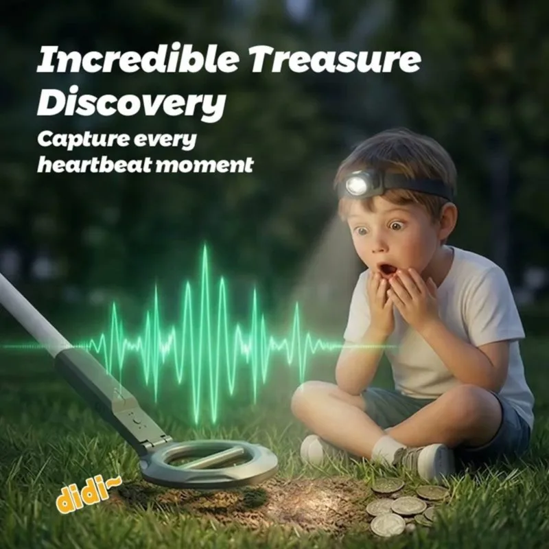 DT16 Kids Metal Detector Kit with Beach Shovel Gold Panning Pan for Beginner Treasure Hunter Search Gold Coin Detection Tool