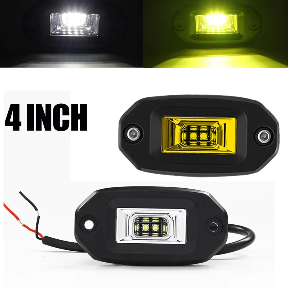 4Inch 20W LED Work Light Bar for 4X4 Off Road Jeep SUV UTV Boat Motorcycle Recessed Mount Combo Flood Light Driving Fog Light