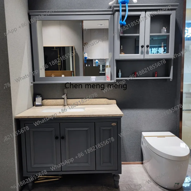 Bathroom American oak bathroom cabinet floor-to-ceiling, hand wash basin cabinet combination bathroom solid wood washstandA178