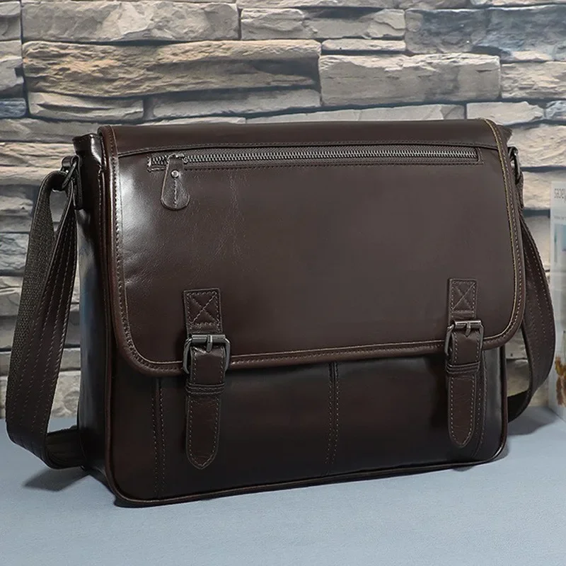 Men Genuine Leather Vintage Business Men's Travel Bags Tote Men Messenger Bags Briefcase 13 Inch Laptop Bag for Men LI-1764