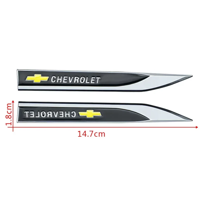 2pcs Car Emblem Car Fender Sides Metal Blade Sticker Decal For Chevrolet Sail Onix Corsa Aveo Sonic Spark 2021 Car Accessories