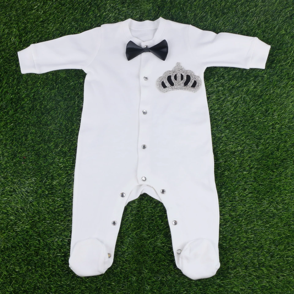

CROWN Jumpsuit baby clothing baby For newborn boys GIRLS BOWKNOT DESIGN