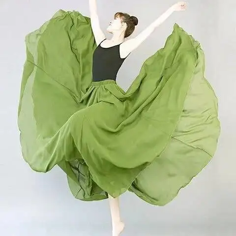 Cos 720 graden grote schommel dubbellaags chiffon vakantie strand rok dansjurk klassieke dansvoorstelling jurk Xinjiang