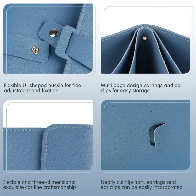 

1pc PU Leather Ear Stud Storage Bag Multi-layer Jewelry Finishing Storage Organizer Book Type Storage Bag For Earrings Rings