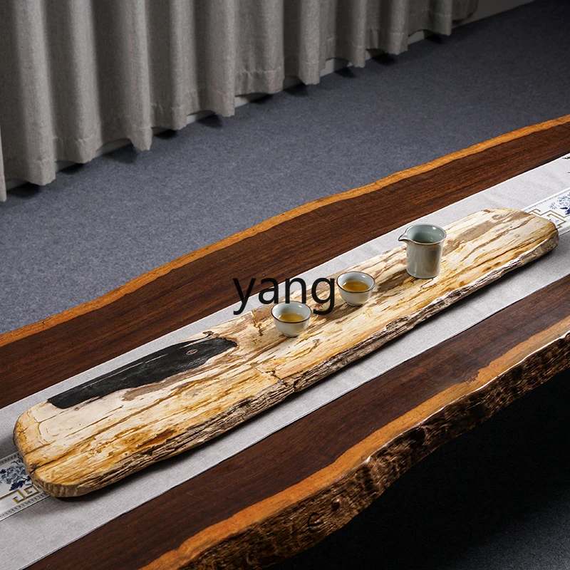 LTT new Chinese wood fossil tea tray household living room tea tray wood grain color