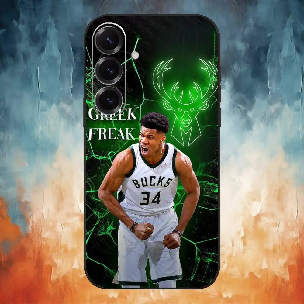 Capa de telefone basquete g-grego f-freak 34 para samsung galaxy a73, a72, a71, a70, a53, a52, a51, outras capas pretas macias