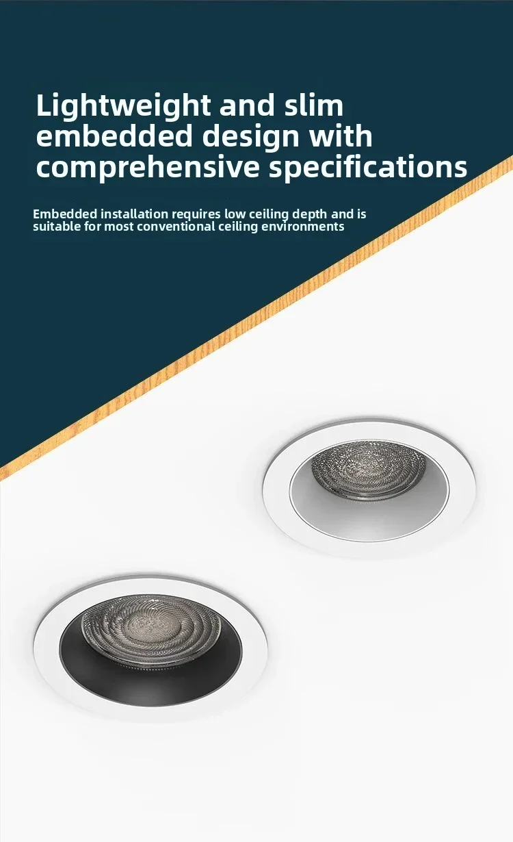 CRI90 Anti-Glare Full Aluminum LED Recessed Downlight High Lumen 2.5-4 Inch Indoor Ceiling Lamp for Bedroom Living Room