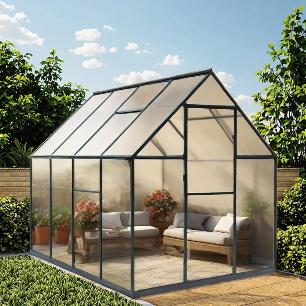 Customize commercial Aluminium Alloy Modern Outdoor Modular Green House Kit Pc Sheet Small Polycarbonate Greenhouse