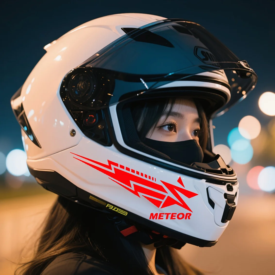 Waterproof PVC Decals 2PCS, 2D Flat Red Black Meteor Pattern Stickers Fit Helmet Vehicle Styling