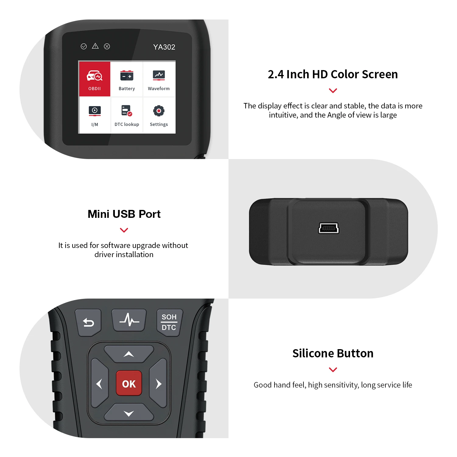 ﻿   2 في 1 جهاز اختبار بطارية السيارة رمز القارئ obd2 100-200 CCA الماسح الضوئي YA302 6 فولت 12 فولت 24 فولت شحن جهاز اختبار بطارية أدوات التشخيص obdi