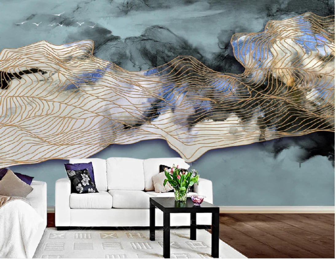 Custom Murals 3D Abstract Smoke Ink Mountain Landscape Photo Wallpaper forest Living Room Home Decor Wall Covering 3 D