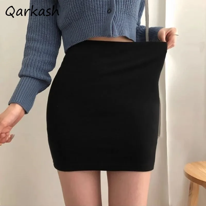 

Black OL One Step Skirts Women Elasticity Abdomen Slim Tight Formal A-line High Waist Wrap Hip Chic Casual Elegant Korean Style