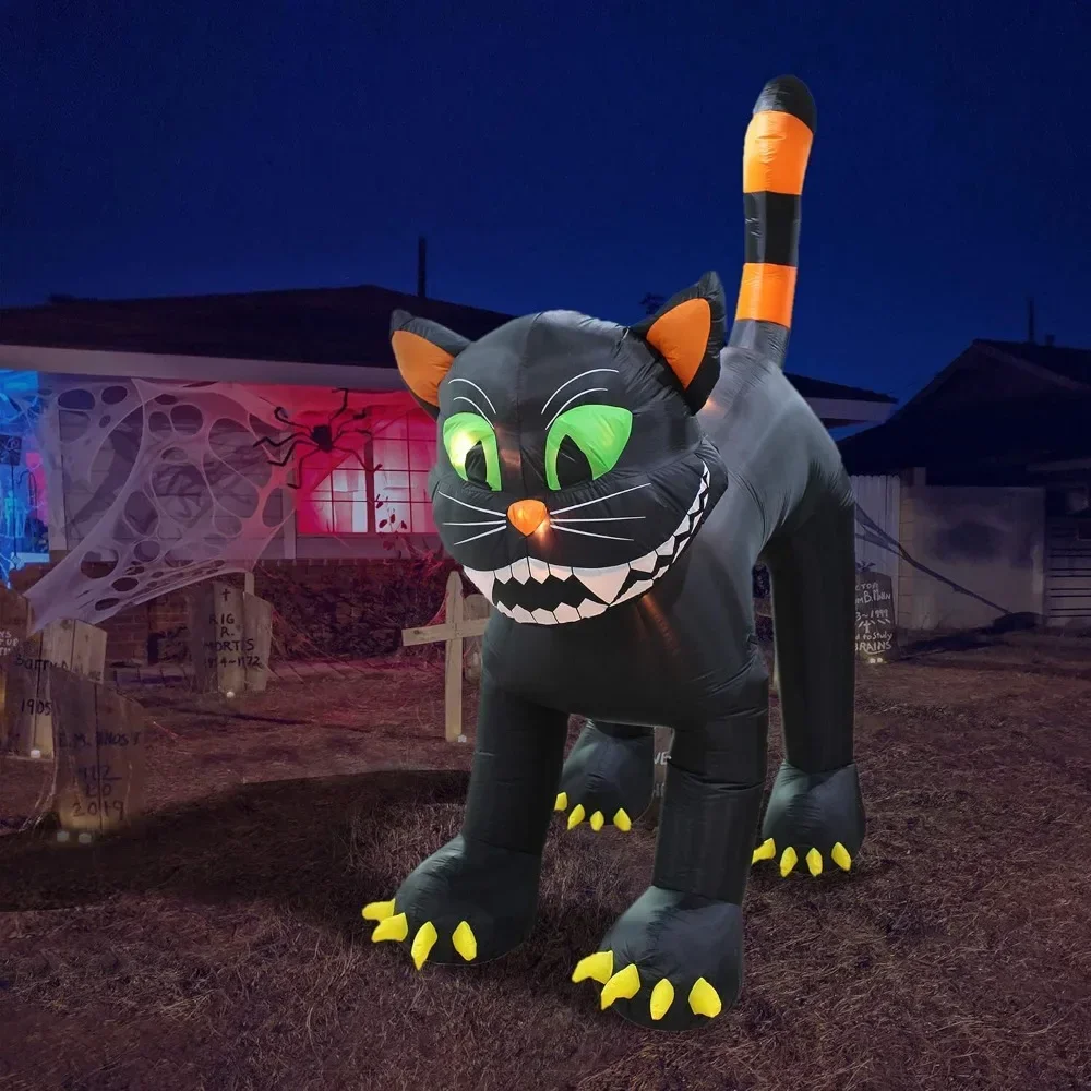 

Holiday DIY Decorations,11 Foot Tall Animated Halloween Inflatable Black Cat,Internal Lights Create A Glowing Nighttime Display