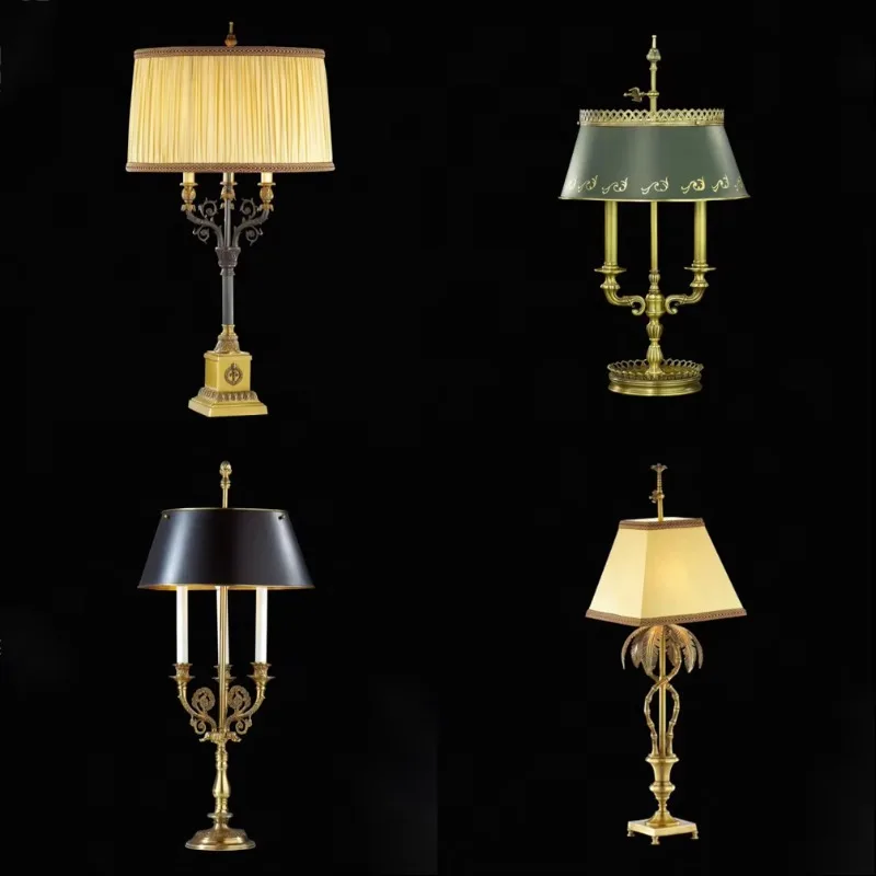 Jewelry Top Multifunctional Design Rococo Palm Leaf Brass Lamp Crystal Droplet Large Table Lamp Vintage Home Decor