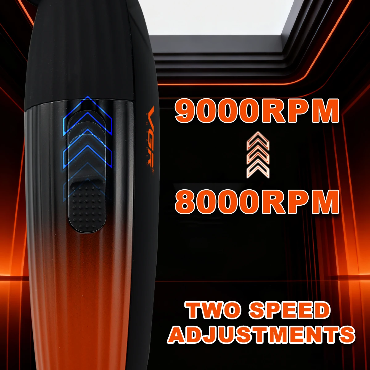 VGR V-889T المهنية المتقلب DLC شفرة 9000 دورة في الدقيقة مع قاعدة شاحن كامل معدن LED عرض الرجال مقص الشعر آلة التشطيب