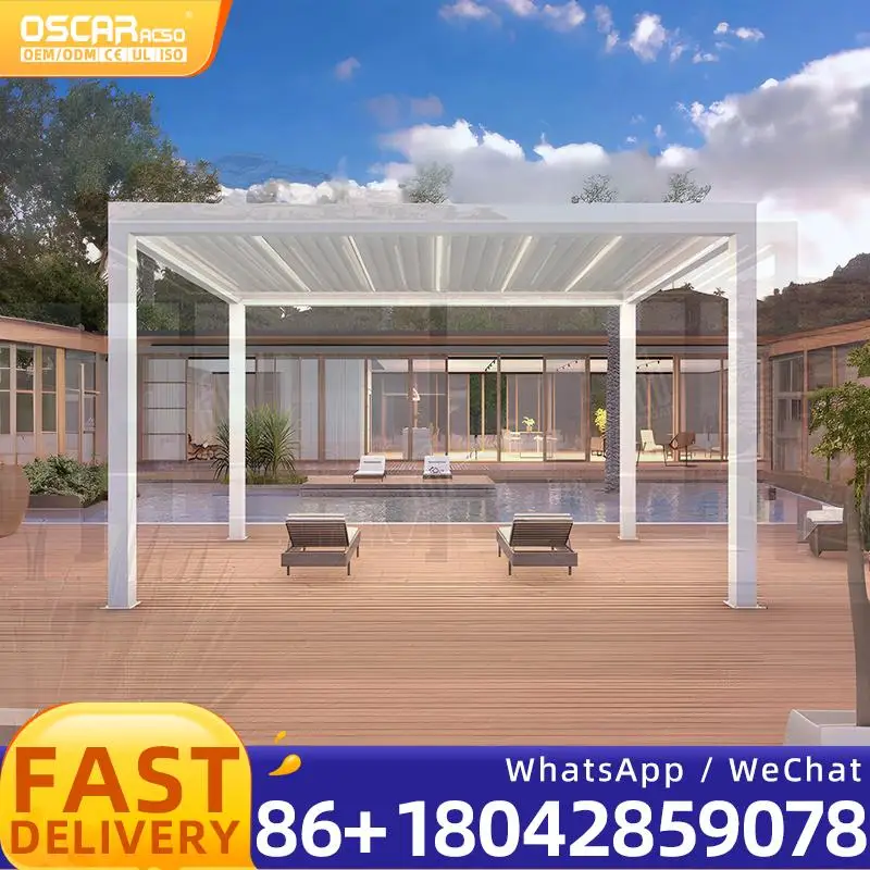 Waterproof 3x3 Metal Aluminum Manual Sun Shade Elegant Outdoor Garden Pavilion for Patio Backyard Picnic pergola